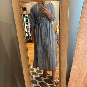 Long button down blue dress